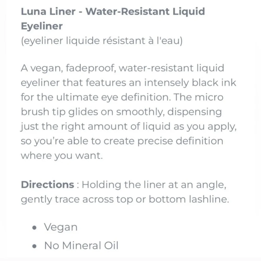 Luna Liner Water Resistant Liquid Eyeliner in Black